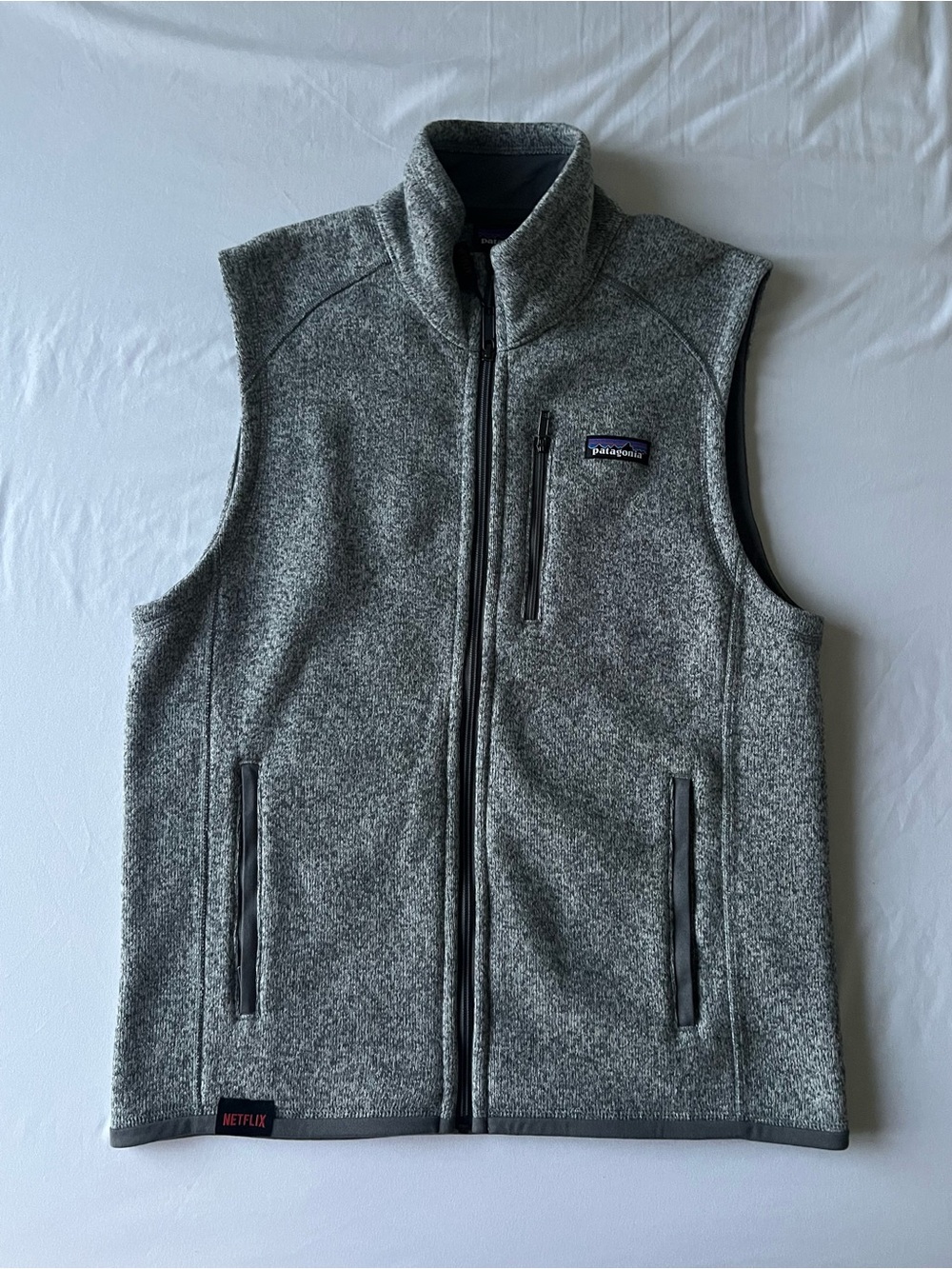 Netflix Patagonia Gray Knit Zip Vest